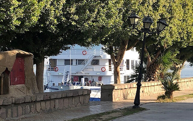Nile river boat MS River Anuket, under quarantine, docks in the city of Luxor in southern Egypt, March 7, 2020. (Maggie Michael/AP) Nile river boat MS River Anuket, under quarantine, docks in the city of Luxor in southern Egypt, March 7, 2020. (Maggie Michael/AP)