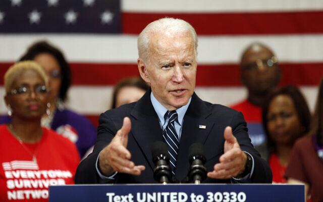 Democratic presidential candidate and former Vice President Joe Biden speaks at a campaign event in Columbus, Ohio, Tuesday, March 10, 2020. (AP/Paul Vernon) Democratic presidential candidate and former Vice President Joe Biden speaks at a campaign event in Columbus, Ohio, Tuesday, March 10, 2020. (AP/Paul Vernon)