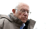 Democratic US presidential candidate Senator Bernie Sanders visits outside a polling location at Warren E. Bow Elementary School in Detroit, March 10, 2020. (AP Photo/Paul Sancya)