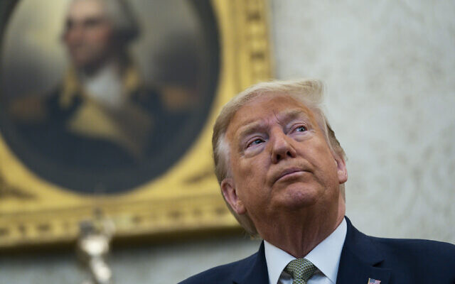 US President Donald Trump speaks during a meeting with Irish Prime Minister Leo Varadkar in the Oval Office of the White House, Thursday, March 12, 2020, in Washington. (AP Photo/Evan Vucci) US President Donald Trump speaks during a meeting with Irish Prime Minister Leo Varadkar in the Oval Office of the White House, Thursday, March 12, 2020, in Washington. (AP Photo/Evan Vucci)