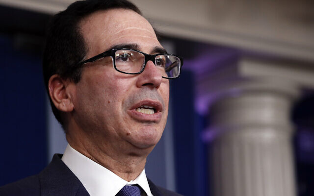 US Treasury Secretary Steven Mnuchin speaks about the coronavirus stimulus package in the James Brady Briefing Room, Wednesday, March 25, 2020, in Washington. (AP Photo/Alex Brandon) US Treasury Secretary Steven Mnuchin speaks about the coronavirus stimulus package in the James Brady Briefing Room, Wednesday, March 25, 2020, in Washington. (AP Photo/Alex Brandon)