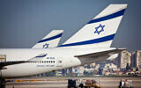El Al planes seen at Ben Gurion International Airport, file (Moshe Shai/FLASH90)