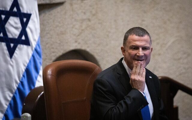 Knesset Speaker Yuli Edelstein at the Knesset in Jerusalem on December 11, 2019. (Hadas Parush/Flash90) Knesset Speaker Yuli Edelstein at the Knesset in Jerusalem on December 11, 2019. (Hadas Parush/Flash90)
