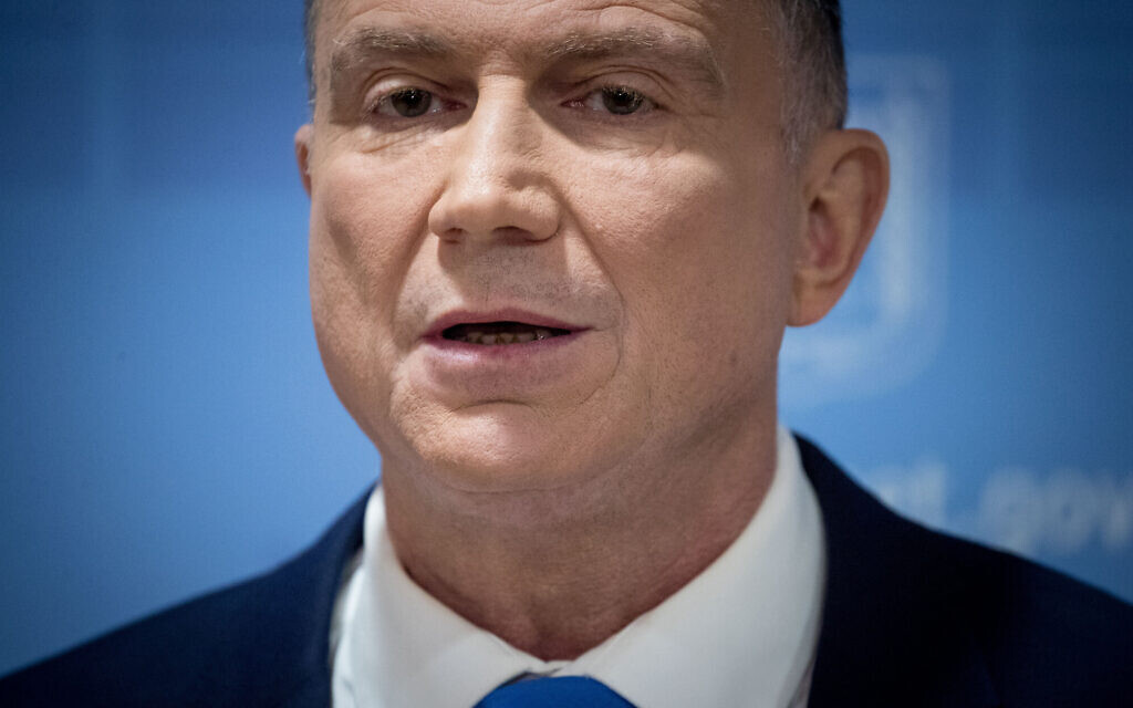 Knesset Speaker Yuli Edelstein delivers a statement to the press in the Knesset in Jerusalem on January 12, 2019. (Yonatan Sindel/Flash90) Knesset Speaker Yuli Edelstein delivers a statement to the press in the Knesset in Jerusalem on January 12, 2019. (Yonatan Sindel/Flash90)