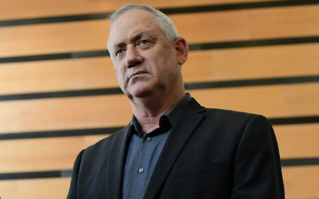 Benny Gantz in Ramat Gan on March 9, 2020 (Tomer Neuberg/Flash90)