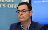 Health Ministry Director-General Moshe Bar Siman-Tov at a press conference at the Prime Minister's office in Jerusalem on March 11, 2020. (Flash90)