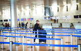 The empty departure hall at the Ben Gurion International Airport on March 11, 2020. (Flash90)
