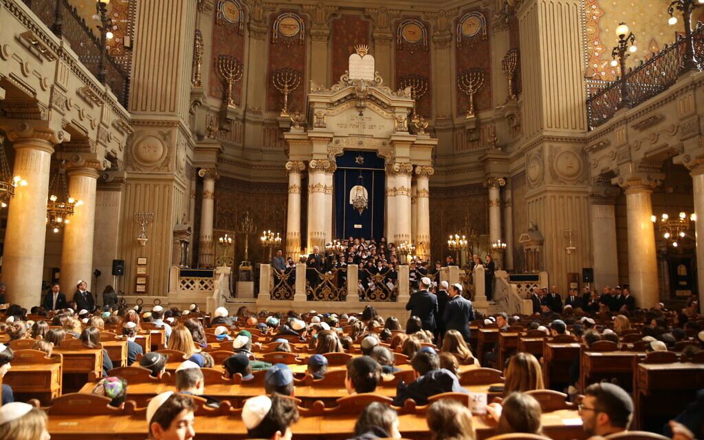 Interior of the Great Synagogue of Rome. (Courtesy)