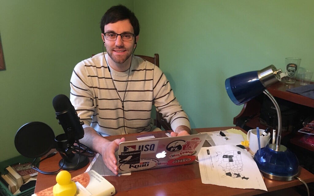 'American Rabbi Project' podcaster Justin Regan at work. (Courtesy) 'American Rabbi Project' podcaster Justin Regan at work. (Courtesy)