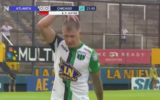 Arnaldo Gonzalez of the Argentine New Chicago soccer team makes an anti-Semitic gesture mimicking a Jewish kipa after being ejected from a game against fellow team Atlanta in Buenos Aires, Argentina, March 8, 2020. (Screenshot from Twitter/via JTA)