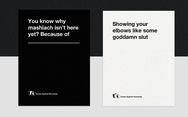A pairing of cards from Kiruv vs. Humanity. (Courtesy)