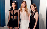 Danielle Haim (L) Este Haim (C) and Alana Haim (R) attend the Vanity Fair Oscar Party at the Wallis Annenberg Center for the Performing Arts on February 09, 2020 in Beverly Hills, California. (Taylor Hill/FilmMagic via JTA)