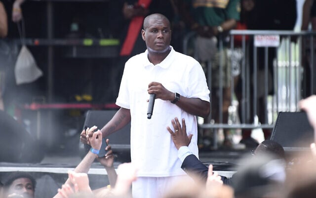 US rapper Jay Electronica performs on stage on Day 2 of the 2018 Governors Ball Music Festival on June 2, 2018, in New York City. (Photo by Steven Ferdman/Getty Images via JTA) US rapper Jay Electronica performs on stage on Day 2 of the 2018 Governors Ball Music Festival on June 2, 2018, in New York City. (Photo by Steven Ferdman/Getty Images via JTA)