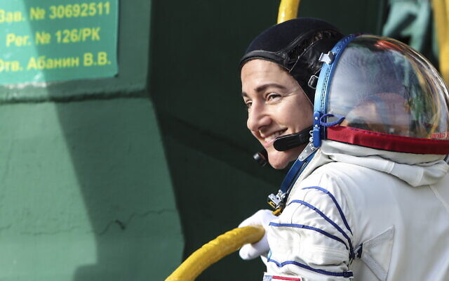 Astronaut Jessica Meir before launching on a mission to the International Space Station. (Sergei Savostyanov/TASS via Getty Images / JTA) Astronaut Jessica Meir before launching on a mission to the International Space Station. (Sergei Savostyanov/TASS via Getty Images / JTA)