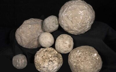 Ballista stones from the City of David. (Clara Amit, Israel Antiquities Authority)