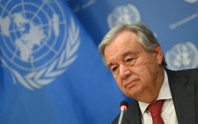 United Nations Secretary-General Antonio Guterres at UN Headquarters in New York City, on February 4, 2020. (Angela Weiss / AFP)