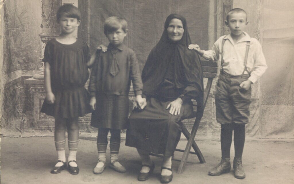 Esther Safran Foer's mother, Ethel, left, with her younger sister, Pesha, their grandmother Rose, and their cousin, Freika. (Courtesy)