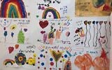 Pictures drawn by children of Shaare Zedek Medical Center medical workers, for their parents, in art class at Yafe Nof school (Courtesy)