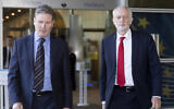 Keir Starmer, left, with Jeremy Corbyn at the European Union headquarters in Brussels after a bilateral Brexit meeting, September 27, 2018. (Thierry Monasse/Getty Images)