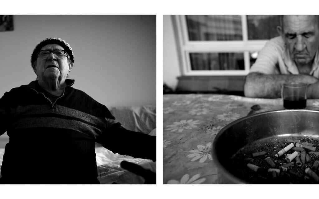 Left, 2020: Romanian-born Israel Hershko, 94, in his room.
Right, 2010: Bulgarian born holocaust survivor Yakov Assa, then 75, at the hostel’s yard. He had no family and passed away a few years ago (Courtesy Gili Yaari)