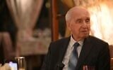 Jozef Walaszczyk, who died aged 102-years-old on June 20, 2022 and saved more than 50 Jews during the Holocaust, tells his story at a restaurant in Warsaw, January 28, 2020. (Cnaan Liphshiz/ JTA)
