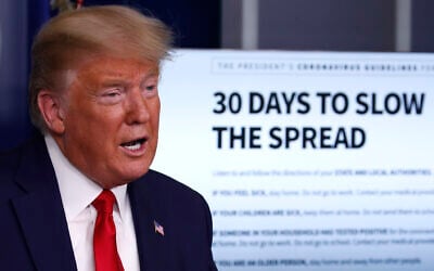 US President Donald Trump speaks about the coronavirus in the James Brady Press Briefing Room of the White House, Tuesday, March 31, 2020, in Washington. (AP Photo/Alex Brandon)