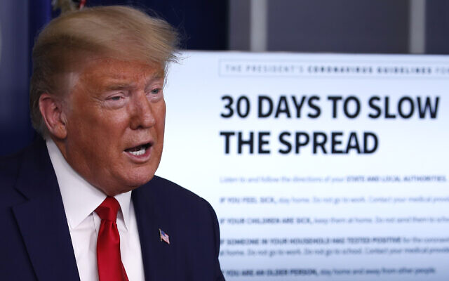 US President Donald Trump speaks about the coronavirus in the James Brady Press Briefing Room of the White House, Tuesday, March 31, 2020, in Washington. (AP Photo/Alex Brandon) US President Donald Trump speaks about the coronavirus in the James Brady Press Briefing Room of the White House, Tuesday, March 31, 2020, in Washington. (AP Photo/Alex Brandon)