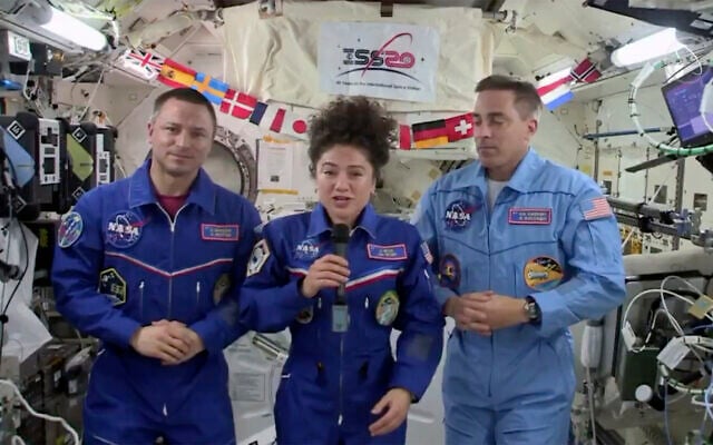 In this image from video made available by NASA, US astronaut Jessica Meir speaks, accompanied by Andrew Morgan and Chris Cassidy, during a news conference held by the American members of the International Space Station on Friday, April 10, 2020.(NASA via AP) In this image from video made available by NASA, US astronaut Jessica Meir speaks, accompanied by Andrew Morgan and Chris Cassidy, during a news conference held by the American members of the International Space Station on Friday, April 10, 2020.(NASA via AP)
