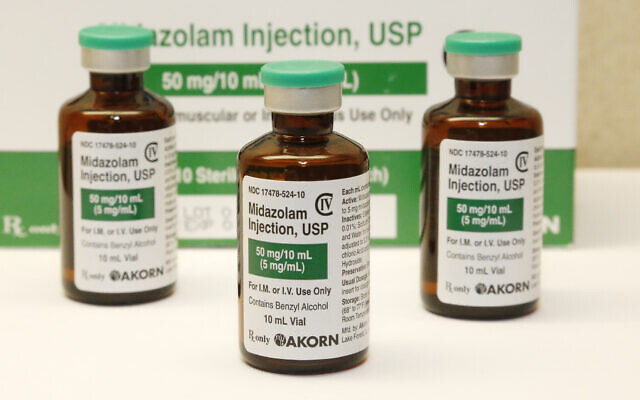 Bottles of the sedative midazolam. (AP Photo/File) Bottles of the sedative midazolam. (AP Photo/File)