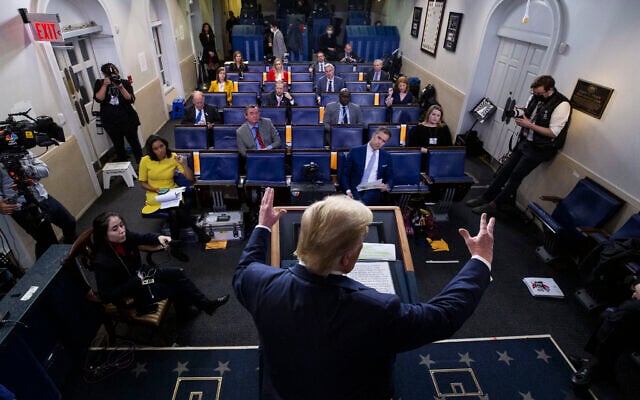 In this April 17, 2020, file photo US President Donald Trump speaks about the coronavirus in the James Brady Press Briefing Room of the White House in Washington. (AP Photo/Alex Brandon, File) In this April 17, 2020, file photo US President Donald Trump speaks about the coronavirus in the James Brady Press Briefing Room of the White House in Washington. (AP Photo/Alex Brandon, File)