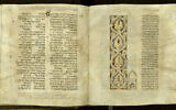Illustrative photo: A page from a 13th century Hebrew Bible from Burgos Spain, showing the opening verses of Psalms on the left and the end of the Book of Ruth on the right.  (Israel National Library via AP)