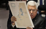 Palestinian Authority President Mahmoud Abbas speaks during a Security Council meeting at United Nations headquarters,  February 11, 2020. (Seth Wenig/AP)