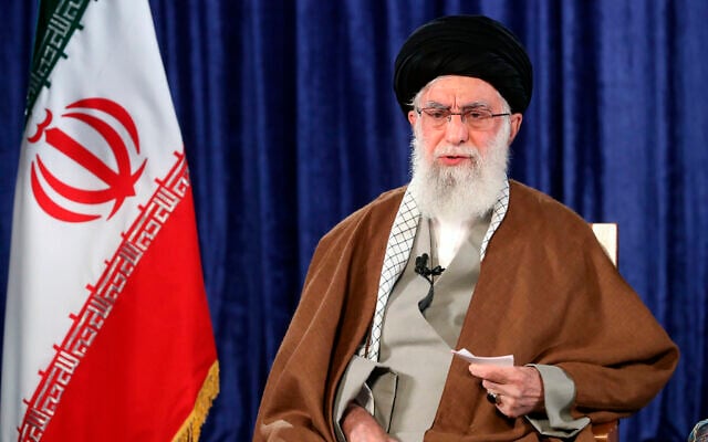 Iran's Supreme Leader Ayatollah Ali Khamenei addresses the nation in a televised speech, April 9, 2020. (Office of the Iranian Supreme Leader via AP) Iran's Supreme Leader Ayatollah Ali Khamenei addresses the nation in a televised speech, April 9, 2020. (Office of the Iranian Supreme Leader via AP)