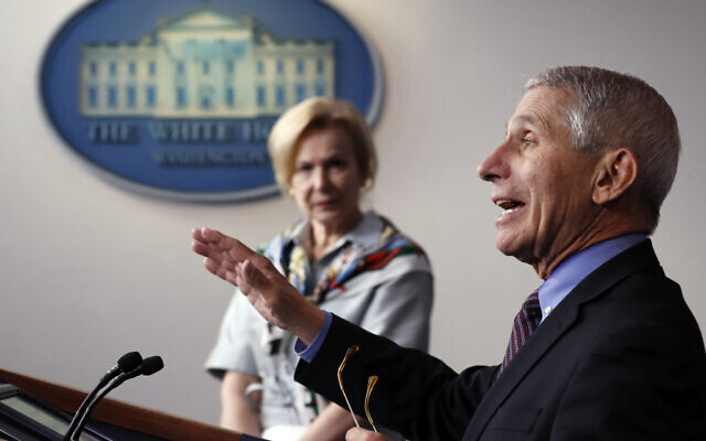 Dr. Anthony Fauci, director of the National Institute of Allergy and Infectious Diseases, speaks about the coronavirus in the James Brady Press Briefing Room of the White House, April 9, 2020, in Washington, as Dr. Deborah Birx, White House coronavirus response coordinator, listens. (AP Photo/Andrew Harnik) Dr. Anthony Fauci, director of the National Institute of Allergy and Infectious Diseases, speaks about the coronavirus in the James Brady Press Briefing Room of the White House, April 9, 2020, in Washington, as Dr. Deborah Birx, White House coronavirus response coordinator, listens. (AP Photo/Andrew Harnik)