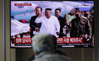 People watch a TV screen showing a news program reporting about North Korean leader Kim Jong Un with a file image at the Seoul Railway Station in Seoul, South Korea, on April 21, 2020. (AP Photo/Lee Jin-man)