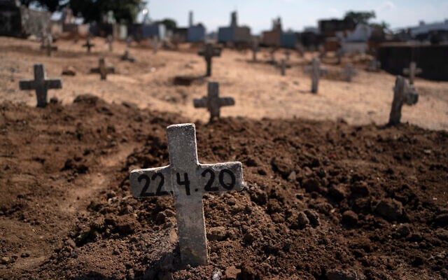 Fresh graves of suspected COVID-19 victims in Rio de Janeiro, Brazil, April 22, 2020. (AP/Leo Correa) Fresh graves of suspected COVID-19 victims in Rio de Janeiro, Brazil, April 22, 2020. (AP/Leo Correa)