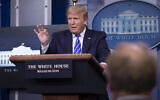 US President Donald Trump speaks about the coronavirus in the James Brady Press Briefing Room of the White House, April 23, 2020, in Washington. (AP Photo/Alex Brandon)