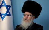 Then-health minister Yaakov Litzman at a press conference about the coronavirus at the Prime Minister's Office in Jerusalem, March 11, 2020. (Flash90)
