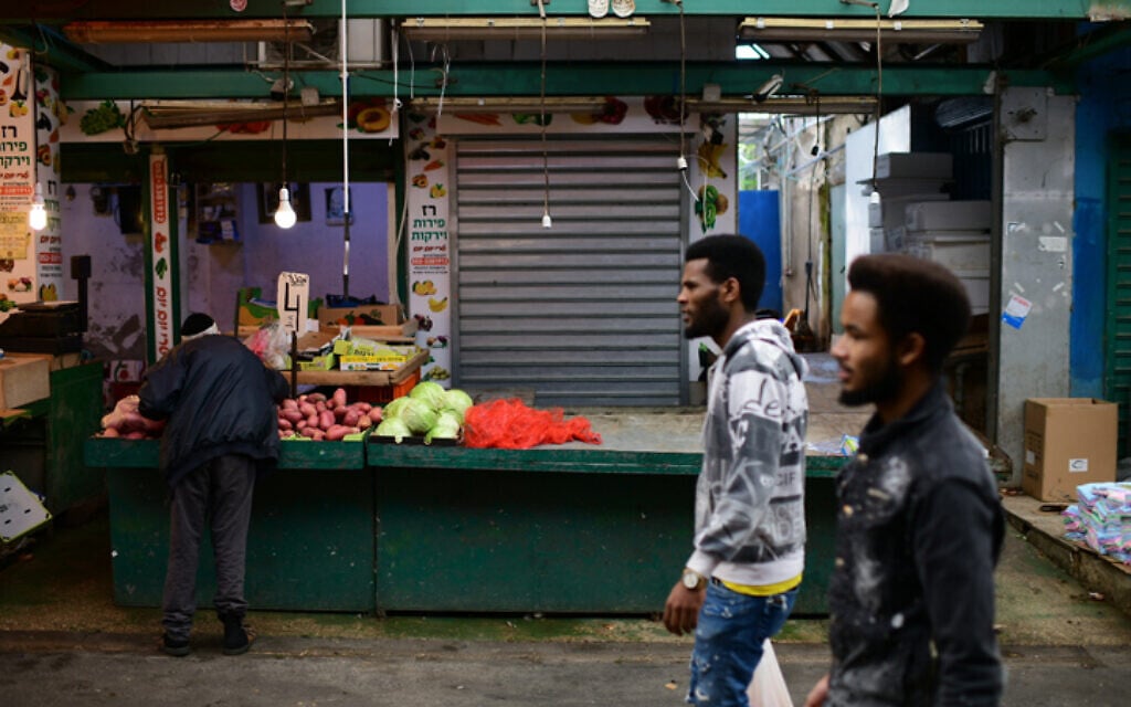 The Hatikva Market in Tel Aviv on March 15, 2020. (Tomer Neuberg/Flash90) The Hatikva Market in Tel Aviv on March 15, 2020. (Tomer Neuberg/Flash90)