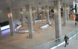 The empty arrivals hall at Ben Gurion International Airport on April 12, 2020. (Flash90)