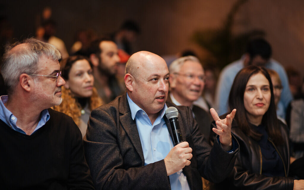 Deputy director-general of the Health Ministry Itamar Grotto judges the final EnRoute presentation at the Time to Care contest, January 8-9, 2020. (Courtesy)
