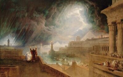The Seventh Plague: John Martin, 1823, from the Old Testament 'plague of hail and fire', Exodus 9:13-35. (Public domain)