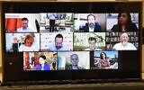 Screen capture from a video-conference call between President Reuven Rivlin and Jewish community leaders from around the world, April 5, 2020. (Mark Neyman/GPO)