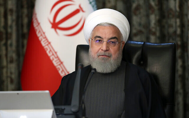 Iranian President Hassan Rouhani attends a cabinet meeting in Tehran, Iran, March 18, 2020. (Office of the Iranian Presidency via AP) Iranian President Hassan Rouhani attends a cabinet meeting in Tehran, Iran, March 18, 2020. (Office of the Iranian Presidency via AP)