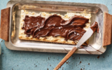 Adeena Sussman's Olive Oil Chocolate Spread on matzah, from the 'Sababa' cookbook (Courtesy Adeena Sussman)