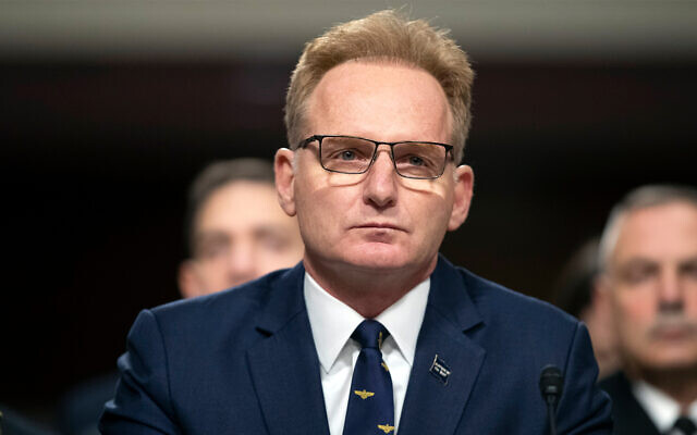 Thomas Modly testifies during a hearing of the Senate Armed Services Committee, December 3, 2019. (AP/Alex Brandon, File) Thomas Modly testifies during a hearing of the Senate Armed Services Committee, December 3, 2019. (AP/Alex Brandon, File)