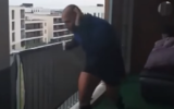 French-Jewish athlete Elisha Nochomovitz completing a marathon on his balcony during the coronavirus lockdown, March 2020 (YouTube screenshot)