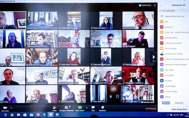 A screen grab shared by British Prime Minister Boris Johnson of a cabinet meeting held over the Zoom app (Twitter) A screen grab shared by British Prime Minister Boris Johnson of a cabinet meeting held over the Zoom app (Twitter)