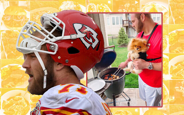 Mitchell Schwartz is having some fun, with food, off the gridiron. (Thearon W. Henderson/Getty Images; Mitchell Schwartz/Instagram) Mitchell Schwartz is having some fun, with food, off the gridiron. (Thearon W. Henderson/Getty Images; Mitchell Schwartz/Instagram)