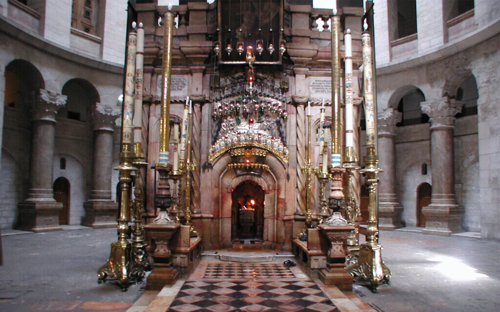 The 14th Station of the Via Dolorosa inside the Church of the Holy Sepulchre marks the spot where Jesus is believed to have been buried. (Shmuel Bar-Am)